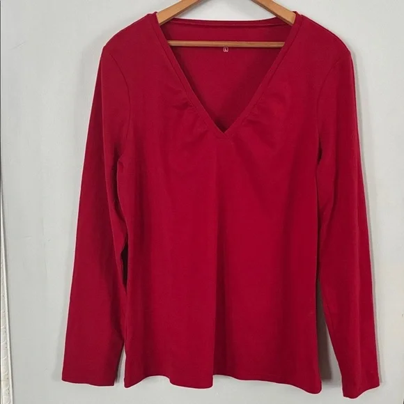 Ann Taylor Red V-Neck Blouse - Picture 1 of 3